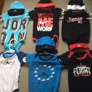 0-6 & 3-6 months Nike and Air Jordan onesies/hats